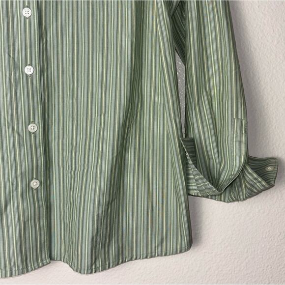 Eddie Bauer button up Woman's size Large 100% Cotton Striped green - Picture 9 of 16